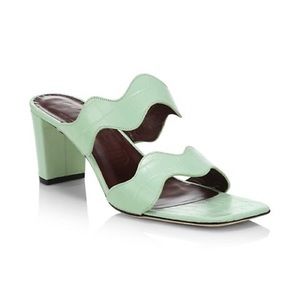 Staud Frankie wavy leather mules sandals size 37.5 (7.5)